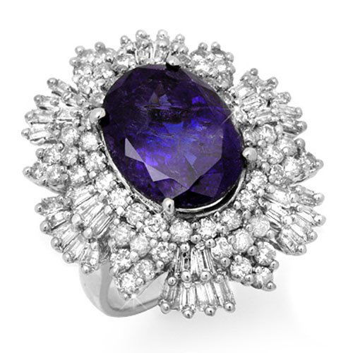 Natural 13.25 ctw Tanzanite & Diamond Ring 18K White (1 of 2)