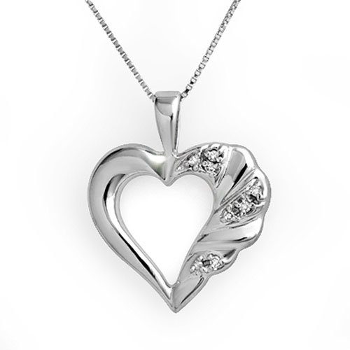 Genuine 0.12 ctw Diamond Pendant 18K White Gold - (1 of 2)