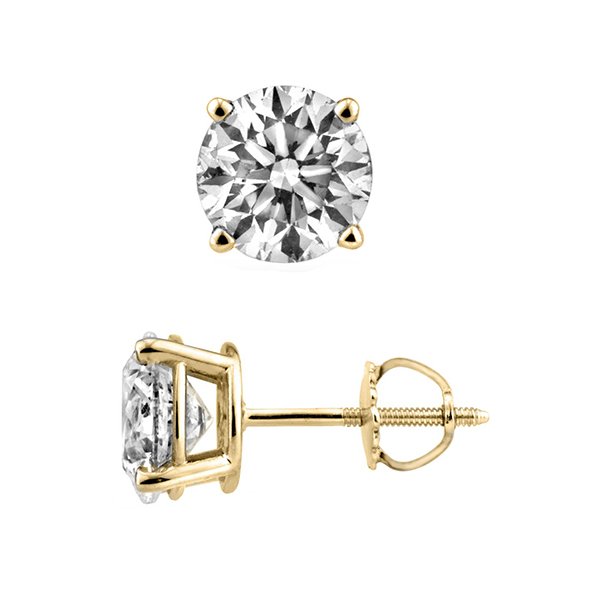 2.0ct Round Brilliant cut Diamond Stud Earrings 18K (1 of 2)