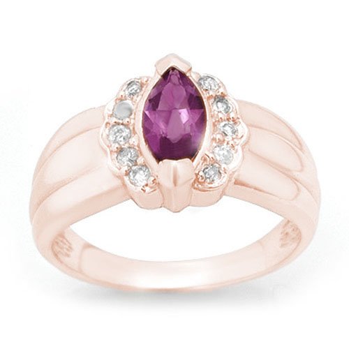 1.57 ctw Amethyst & Diamond Ring 14K Rose Gold - (1 of 2)