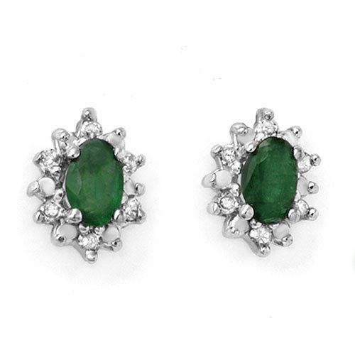 0.61 ctw Emerald & Diamond Earrings 10K Yellow Gold - (1 of 2)
