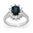 3.15 ctw Blue Sapphire & Diamond Ring 18K White Gold -