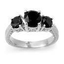 2.50 ctw Black Diamond Bridal Engagement Ring 14K White