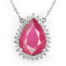 Natural 7.25 ctw Ruby & Diamond Necklace 18K White Gold