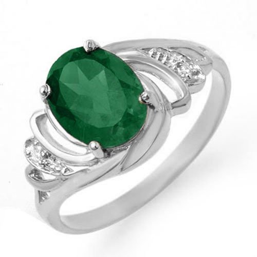Genuine 2.14 ctw Emerald & Diamond Ring 18K White Gold (1 of 2)