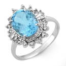 Genuine 3.95 ctw Blue Topaz & Diamond Ring 18K White