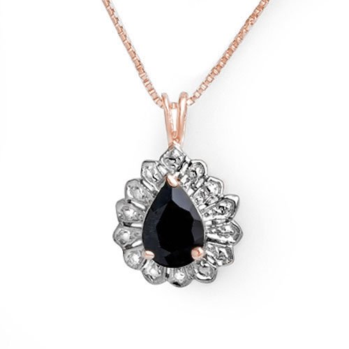 Natural 1.10 ctw Blue Sapphire Pendant 18K Rose Gold - (1 of 2)
