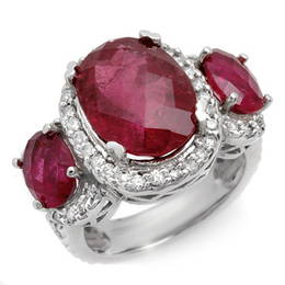 Natural 10.0 ctw Rubellite & Diamond Ring 10K White