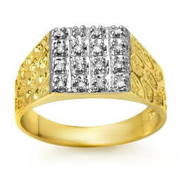 Natural 0.25 ctw Diamond Men's Ring 10K Yellow Gold -