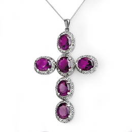 Natural 20.0 ctw Amethyst & Diamond Pendant 14K White