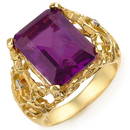 Natural 8.03 ctw Amethyst & Diamond Ring 10K Yellow