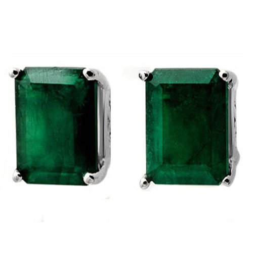 Natural 2.60 ctw Emerald Earrings 14K White Gold - (1 of 2)