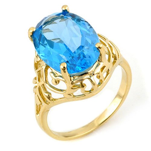 Natural 8.0 ctw Blue Topaz Ring 10K Yellow Gold - (1 of 2)