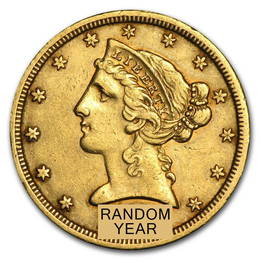 Circulated $5 Liberty Gold Half Eagle (Random Years)