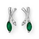 Natural 0.50 ctw Emerald & Diamond Earrings 18K White