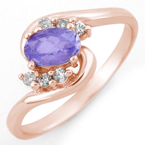 Genuine 0.60 ctw Tanzanite & Diamond Ring 14K Rose Gold (1 of 2)
