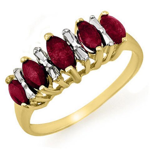 Genuine 0.88 ctw Ruby Ring 10K Yellow Gold - (1 of 2)