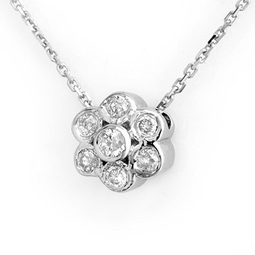 Natural 0.25 ctw Diamond Necklace 14K White Gold - (1 of 2)