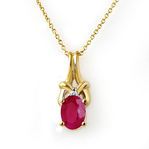 Genuine 1.22 ctw Ruby & Diamond Pendant 10K Yellow Gold (1 of 2)