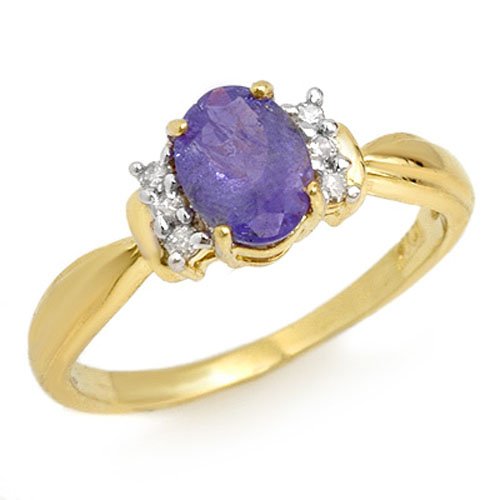 Genuine 1.0 ctw Tanzanite & Diamond Ring 14K Yellow (1 of 2)
