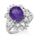 Natural 5.0 ctw Tanzanite & Diamond Ring 18K White Gold