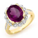 Genuine 4.33 ctw Amethyst & Diamond Ring 10K Yellow