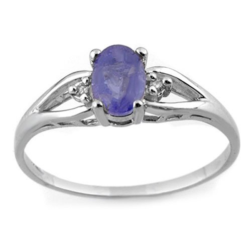 Genuine 0.77 ctw Tanzanite & Diamond Ring 18K White (1 of 2)