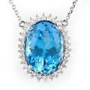 Natural 19.0 ctw Blue Topaz & Diamond Necklace 14K