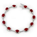 Natural 12.40 ctw Ruby & Diamond Bracelet 10K White