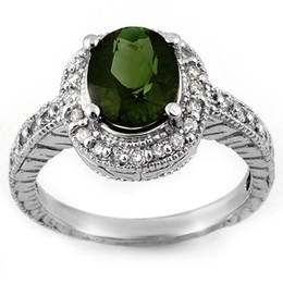 Natural 3.40 ctw Green Tourmaline & Diamond Ring 14K