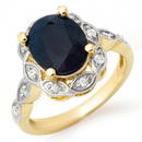 Genuine 4.15 ctw Blue Sapphire & Diamond Ring 14K