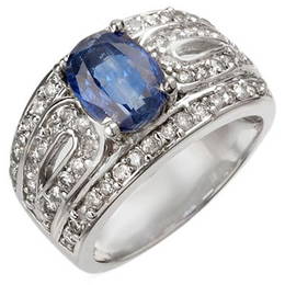 Genuine 3.54 ctw Kaynite & Diamond Ring 14K White Gold