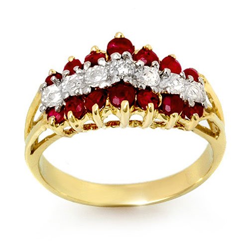 Natural 1.06 ctw Ruby & Diamond Ring 10K Yellow Gold - (1 of 2)