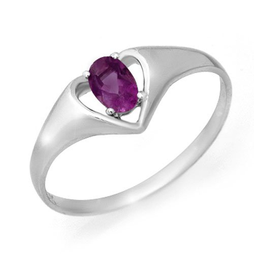 Genuine 0.21 ctw Amethyst Ring 10K White Gold - (1 of 2)