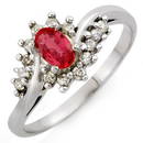 Natural 0.55 ctw Red Sapphire & Diamond Ring 18K White