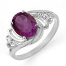 Genuine 1.48 ctw Amethyst & Diamond Ring 18K White Gold