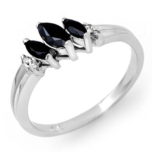 Natural 0.29 ctw Blue Sapphire & Diamond Ring 10K White (1 of 2)