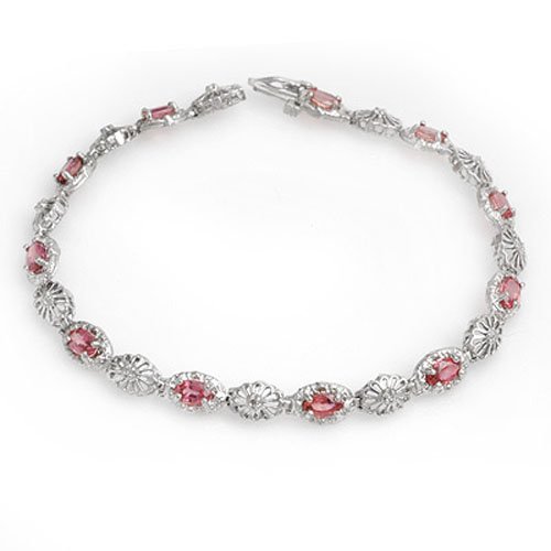Natural 3.83 ctw Red Sapphire & Diamond Bracelet 10K (1 of 2)