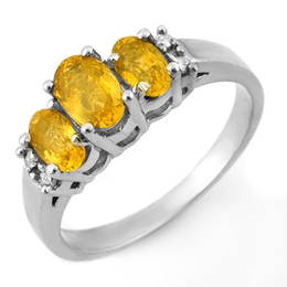 Genuine 1.39 ctw Yellow Sapphire & Diamond Ring 14K