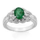 Natural 1.85 ctw Emerald & Diamond Ring 18K White Gold
