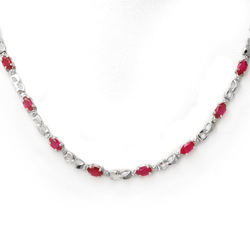 Natural 9.02 ctw Ruby & Diamond Necklace 10K White Gold (1 of 2)