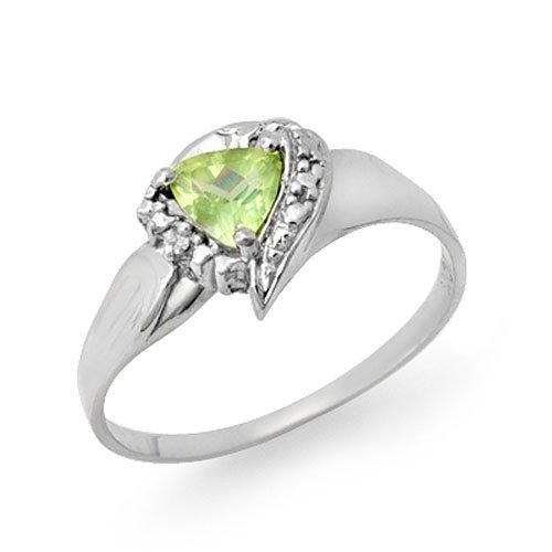 Genuine 0.48 ctw Peridot & Diamond Ring 10K White Gold (1 of 2)