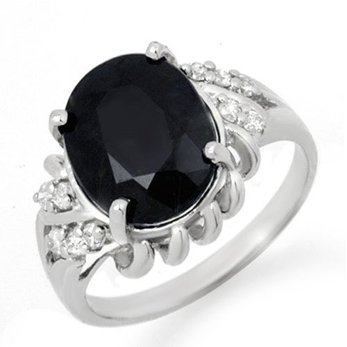 Genuine 4.83 ctw Blue Sapphire & Diamond Ring 14K White (1 of 2)