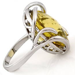 Natural 20.0 ctw Lemon Topaz Ring 10K White Gold -