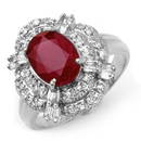 Natural 2.84 ctw Ruby & Diamond Ring 18K White Gold -