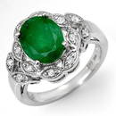 Genuine 2.75 ctw Emerald & Diamond Ring 18K White Gold