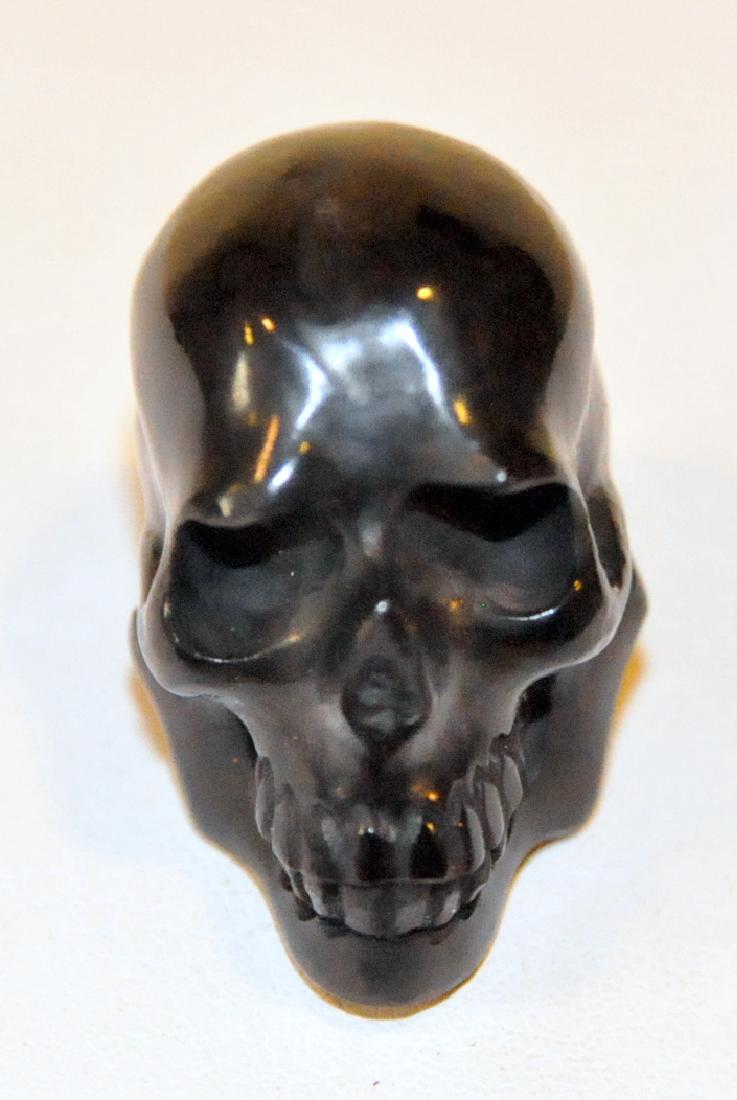 Skull black carved bone: Detailed skull carving - black most likely bone but possibly ebony -diameter about 1 1/2 inches - excellent condition
