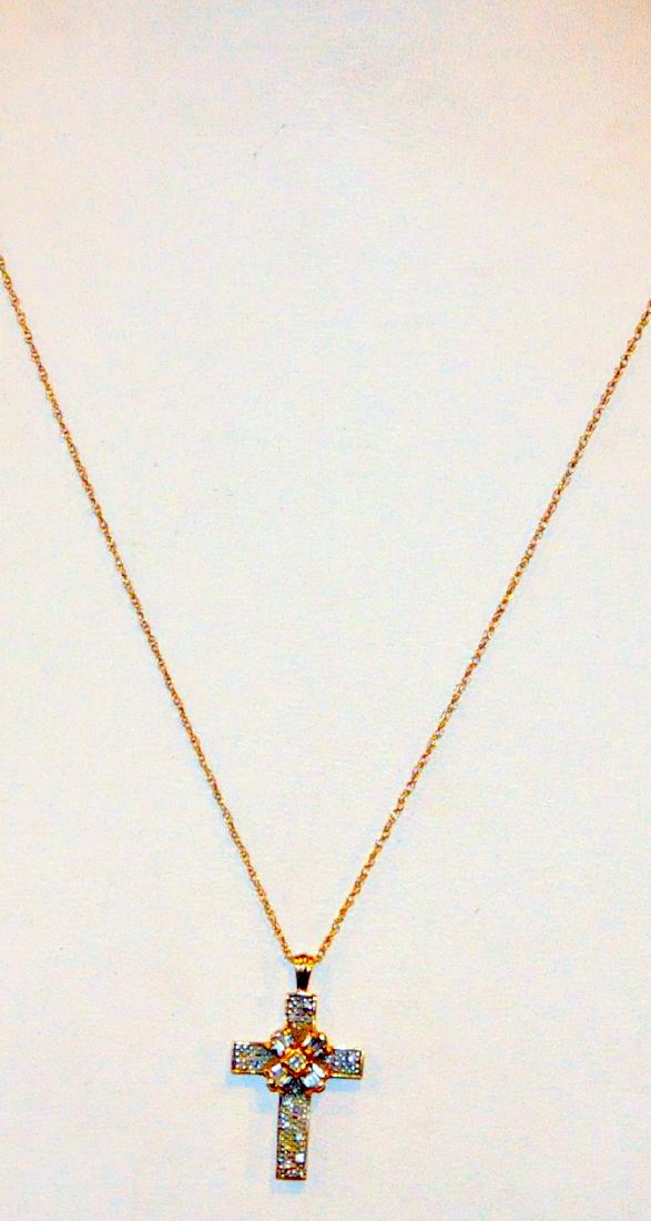 Diamond gold cross necklace (1 of 3)