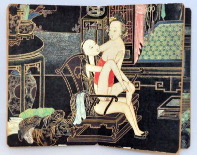 Erotic book Japanese panel fold out: Unusual erotic book showing 5 scenes /panels -about 7 x 4 1/2 inches .