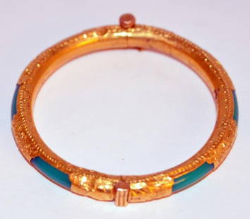 Jade gold bangle vintage: Jade gold bangle bracelet high grade gold - about 1 7/8 inch inner measurement .